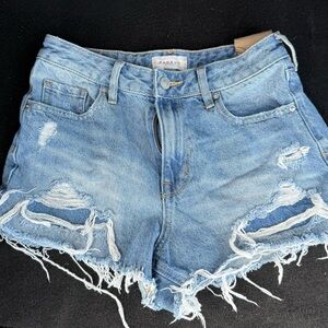 PacSun Distressed Blue Jean Shorts hi rise festival NWT Sz 25